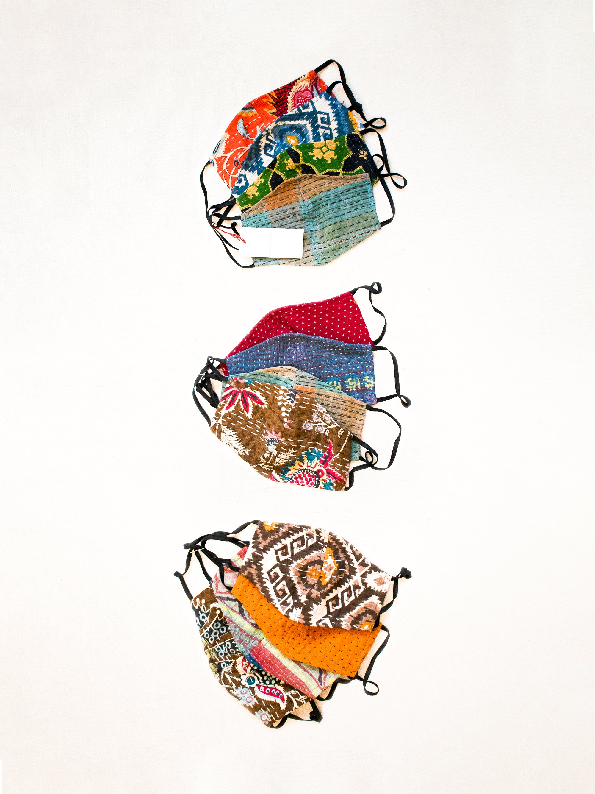 One of a Kind Kantha Cotton Face Masks  | Variety Pack of Four
